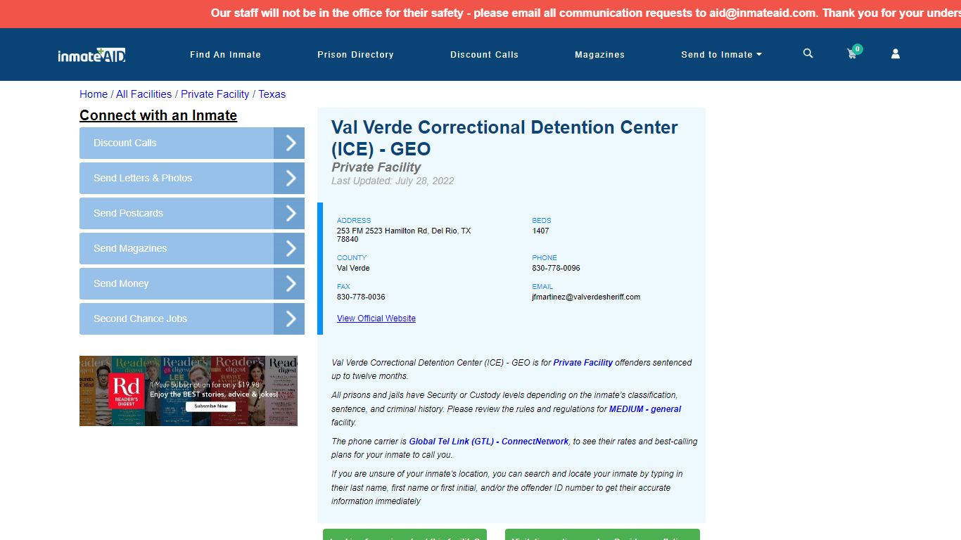 Val Verde Correctional Detention Center (ICE) - GEO ...